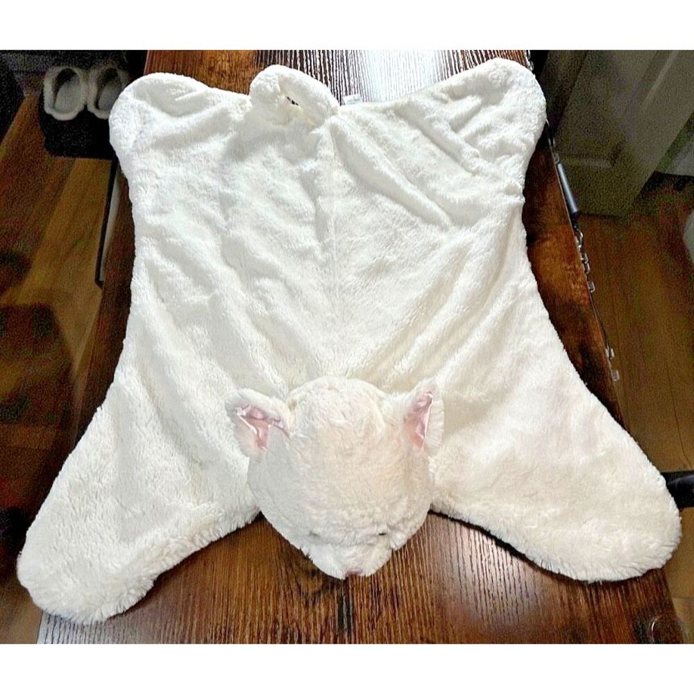 Baby Gund Comfy Cozy White Cat Spiffy Lovey Blanket Mat #58931 Satin Back